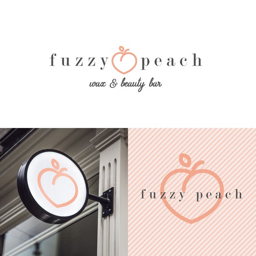 Cute peach-themed logo for beauty bar
