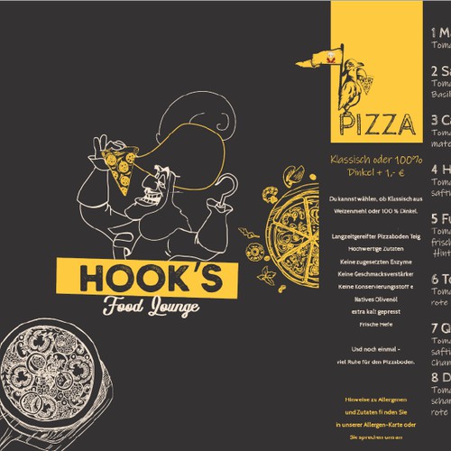 Hook's Food lounge Menu Design