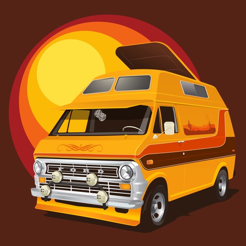 Retro van illustration 