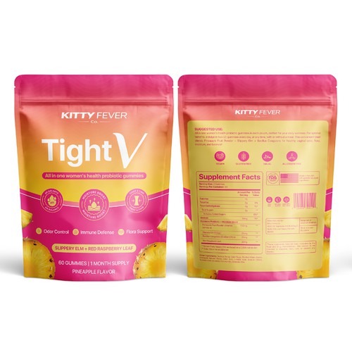 Kitty Feminine Probiotic Gummy Stand Up Pouch Packaging