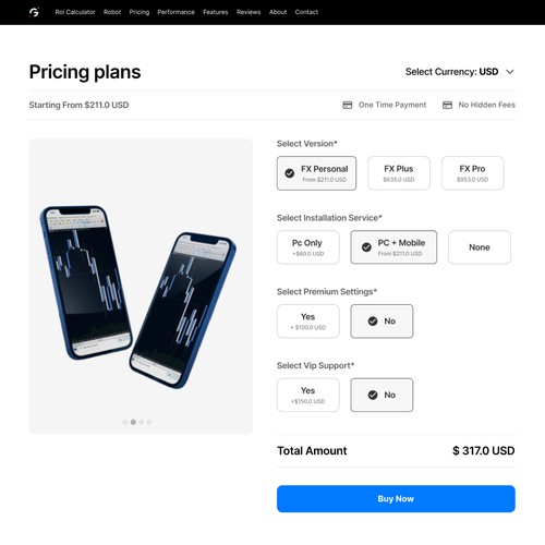 Clean and minimal design of pricing page