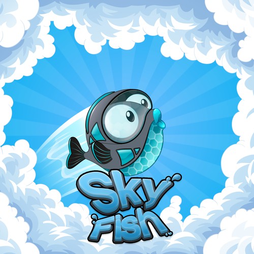 Sky fish game logo