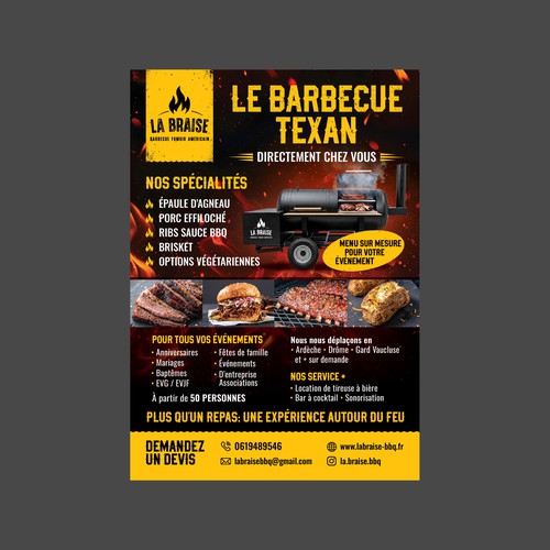 Flyer for BBQ & smoker catering service