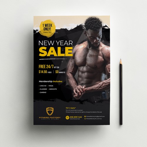 Fitness New Year Sale Poster Design