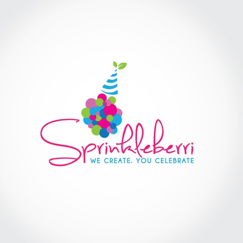 Create a colorful "Sprinkleberri" logo for a party planning company