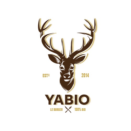 A clean, and Modern Deer Logo with a Little touch of Retro-Vintage for  Yabio Burgers