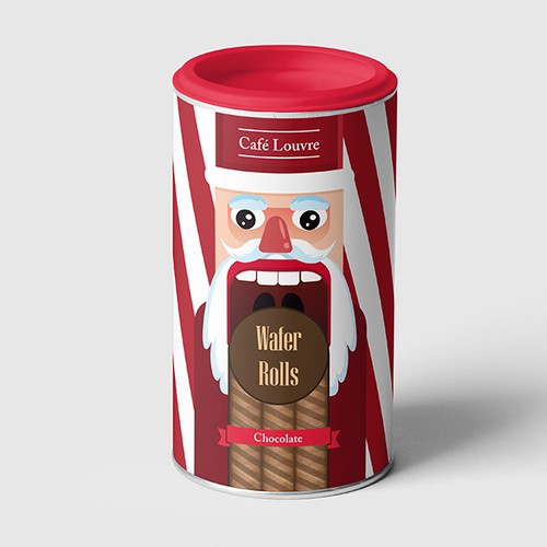 Holiday Tubes wafers rolls Packaging Design for Cafe Louvre