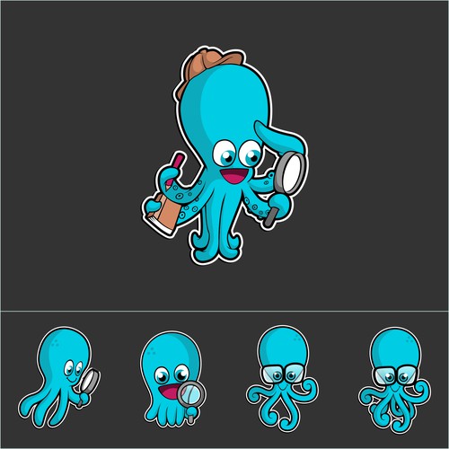 Character logo concept for curioctopus
