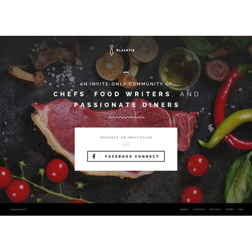 Create the splash page for an invite-only food review site