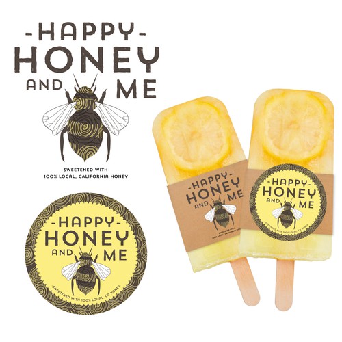 Hand Illustrated Bee design for locally sourced Lemonade & Popsicle Stand