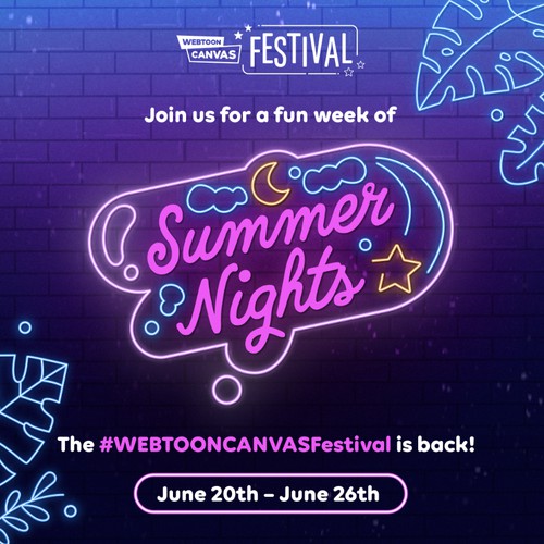 Summer Nights Webtoon Canvas Festival Logo Design