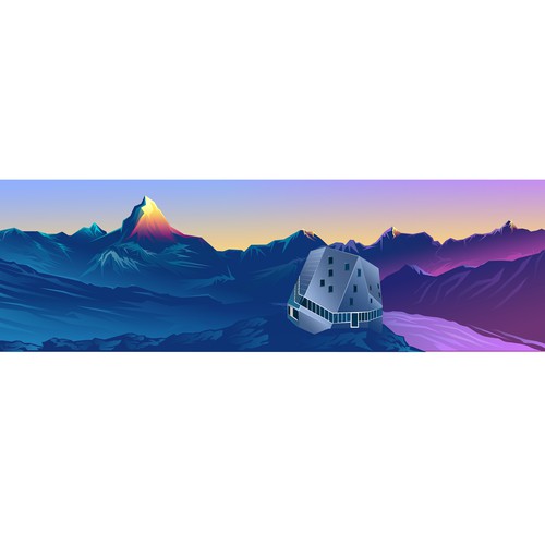 Low Poly Illustration Monte Rosa Hut and The Matterhorn
