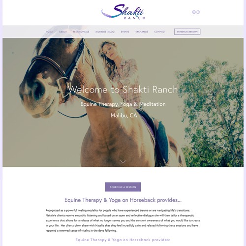 Squarespace site with custom graphics and scheduling integration for Equine Therapy in Malibu, CA