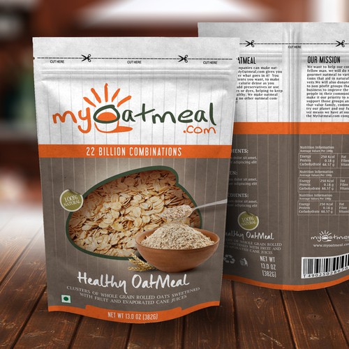 Stand up pouch design for MyOatmeal.com