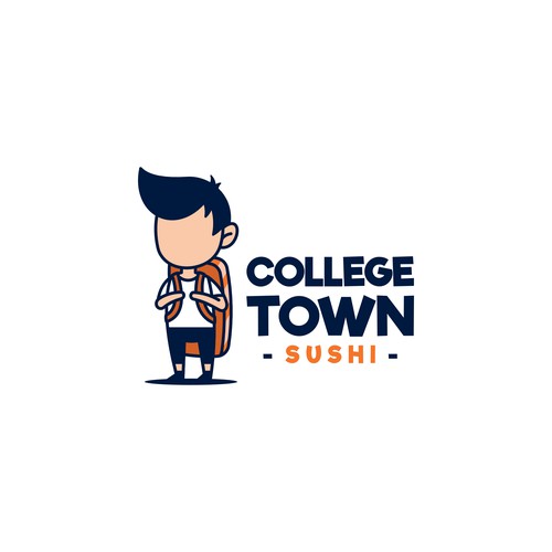Boy with sushi backpack