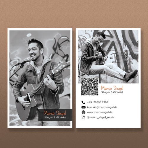 Business card for singer and guitarist