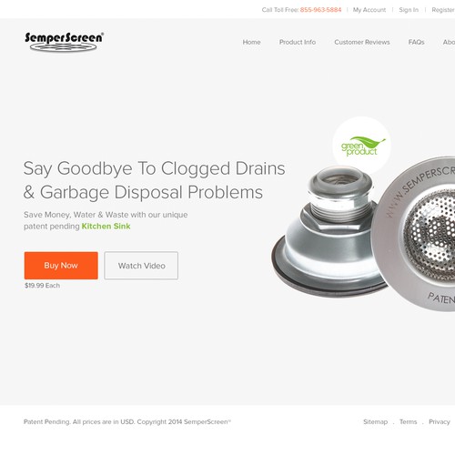 Create a clean, captivating ecommerce site for a revolutionary, new plumbing product.