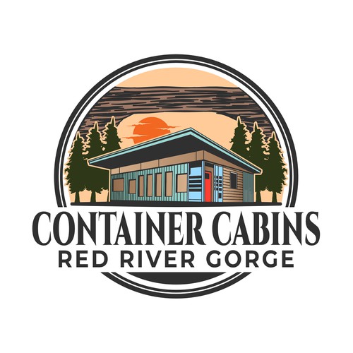 Vintage bold emblem logo design for Container Cabins Red River Gorge