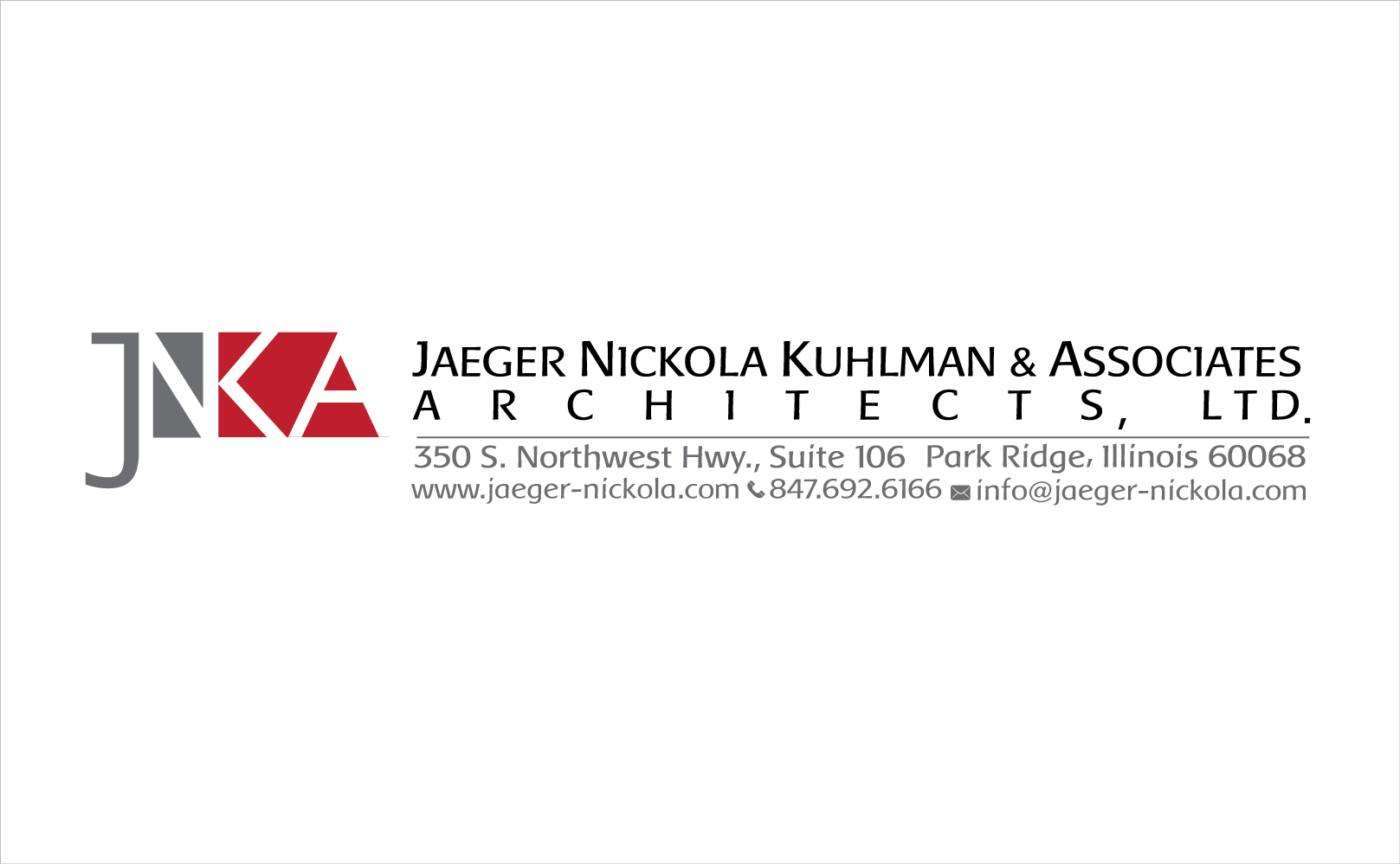 新标识通缉JNK&A JNKA或物(可选:Jaeger Nickola Kuhlman & Associates建筑师有限公司)