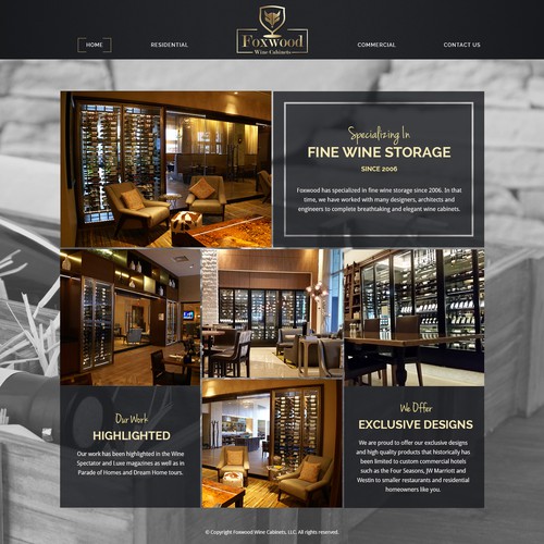 Landing Page Design for Foxwood Wine Cabinets