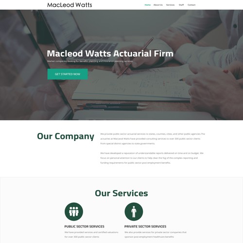 Financial services company site redesign