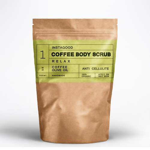 package label for stand up pouch body scrub