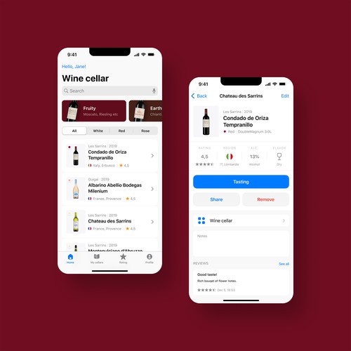 Wine app design