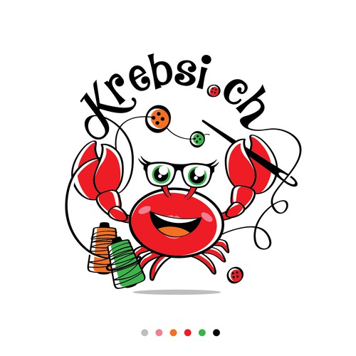 The fun crab mascot for a children's clothing logo