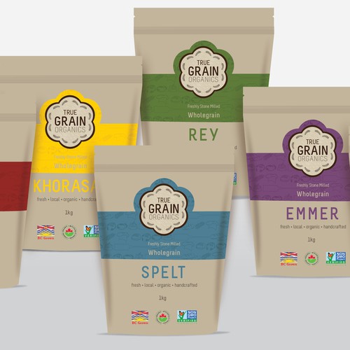 Logo & pack design for pure, natural, stonemilled, organic grain products!