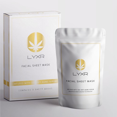 LYXR CBD Infused Facial Sheet Mask Packaging