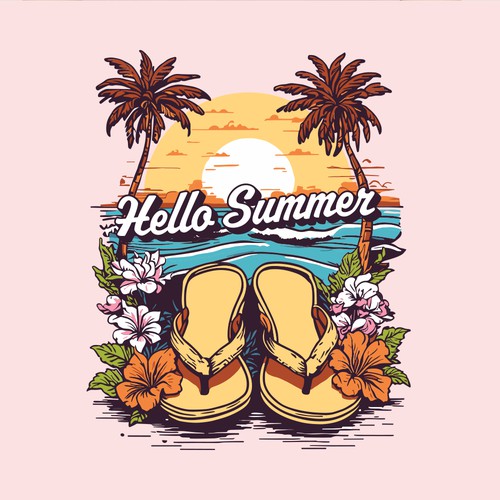 "Sunset Flip-Flops" Tropical Tees