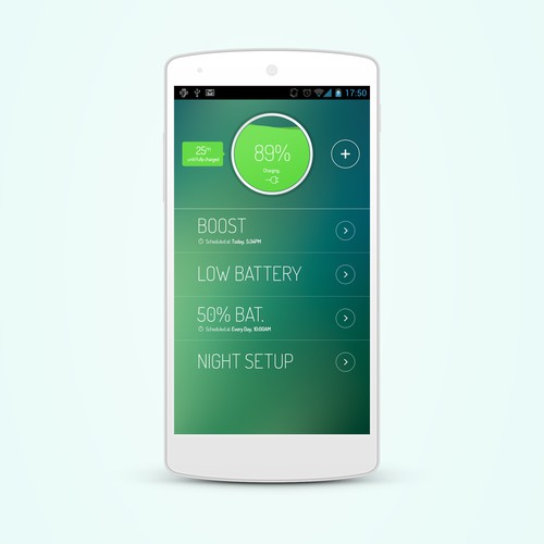 Create a beautiful design for an android battery saving app