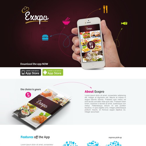 Create an artistic landing page for Mobile-App based company.