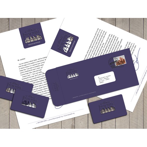 New stationery (business cards, letterhead, envelopes, "thank you" cards) for PianoPeople.org - Open to Genius :)