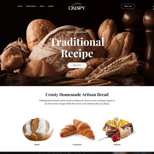 Crispy Bakery Ordering page