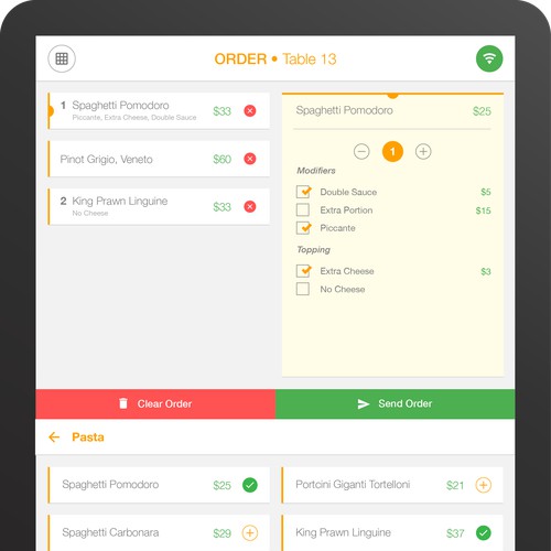 UI for a Waiter's pad app