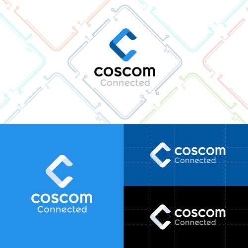 coscom connected logo design 