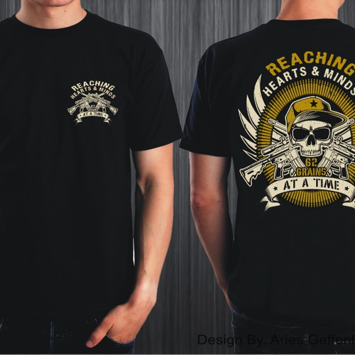 Create an awesome gun/military design for a black t-shirt