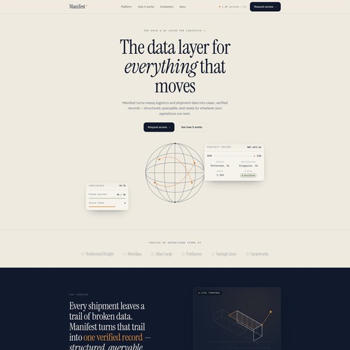 Manifest — supply-chain data and AI platform homepage