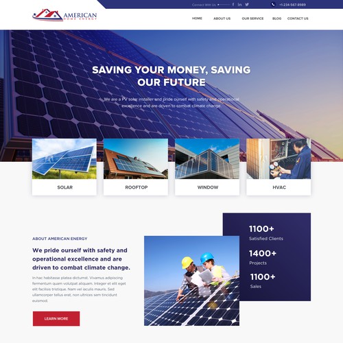 Home page for Solar Panel Provider