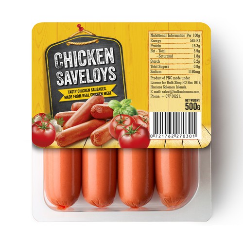 Chicken Saveloy Label design