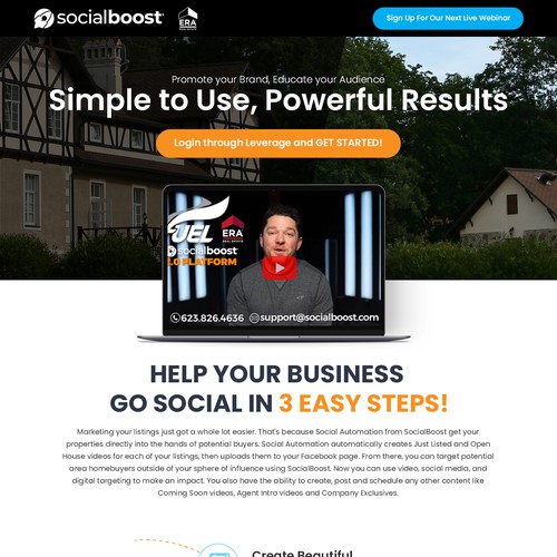 EASY Landing Page for SOCIALBOOST - A Video & Social Company - Outline Provided