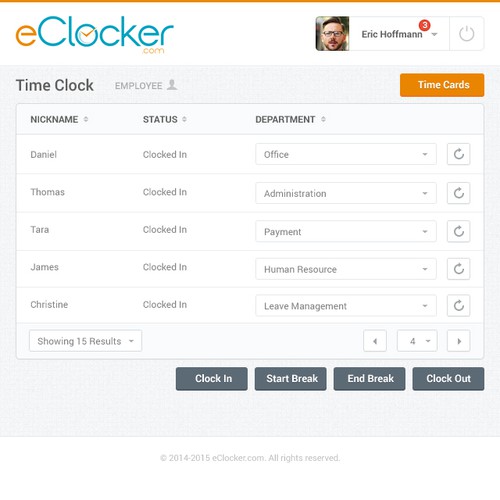 1 Page Simple Web Design for eClocker - Employee Time Tracking Service