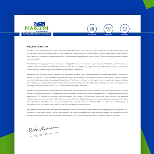 Marcon Roofing Letterhead