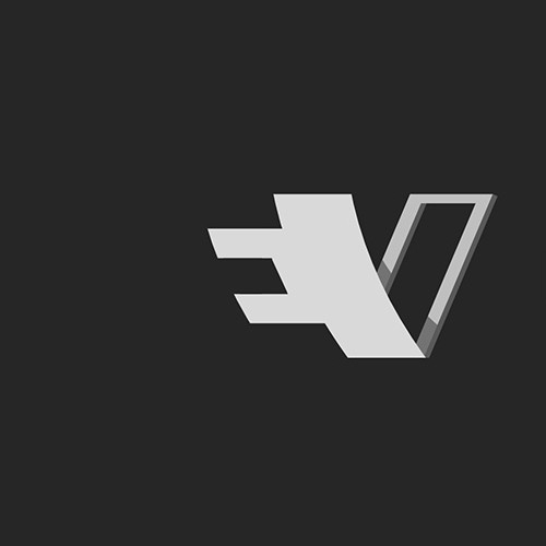 Flat negative space logo with 3D effect