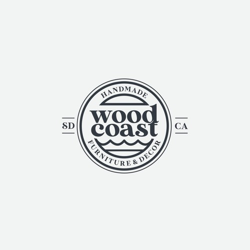 Minimalist logo badge for a San Diego-based woodworking business