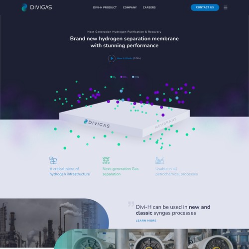 Modern Website Design for Industrial/Hydrogen Startup: UX, UI, and Custom Graphics