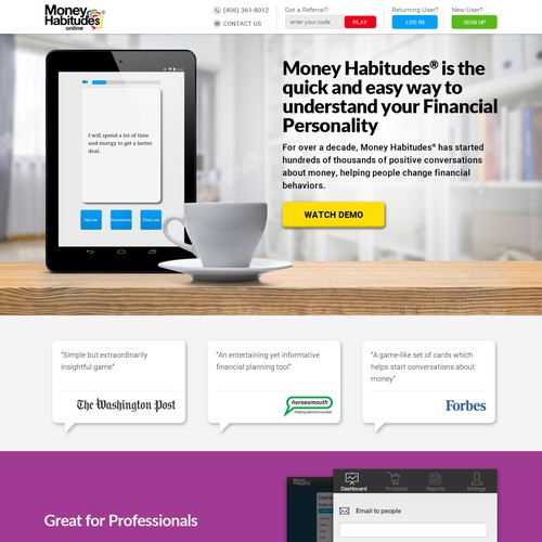 Landing page - fun online personality test!