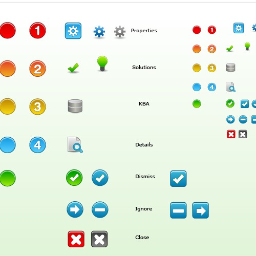 Icons needed for an IT Dashboard web-based application