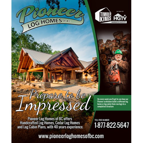 Magazine Ad Design showcasing our luxury log homes